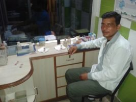 Expert phlebotomist collecting blood sample painless